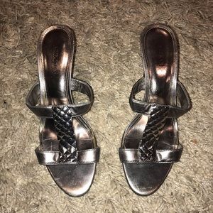 Silver Shiny Quilted Heels